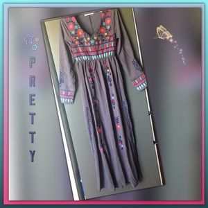Pretty Embroidered Maxi/Ankle Length Dress
